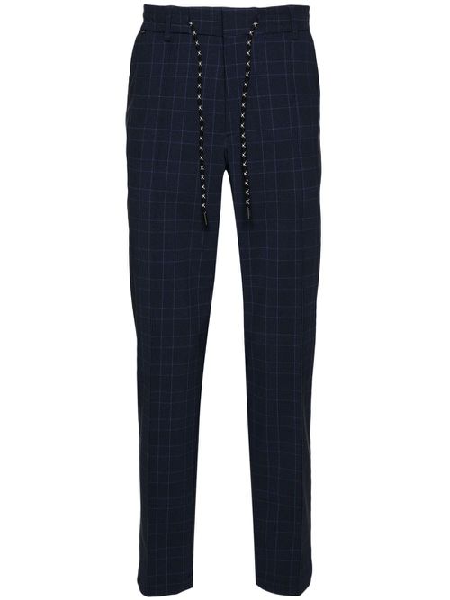 Checked mid-rise tapered trousers - Blue