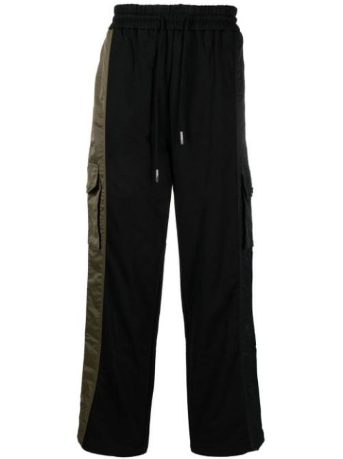 Contrast straight-leg cargo trousers