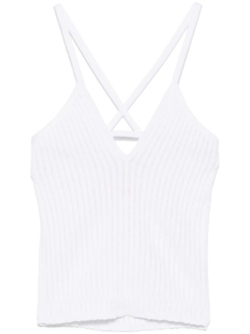 White ribbed halterneck top