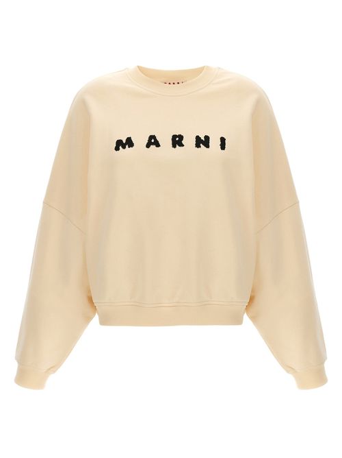 Logo-Print Cotton Sweatshirt — Beige