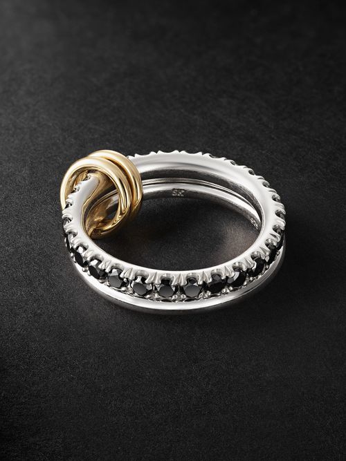 Men - Enzo Set of Two 18-Karat Gold, Sterling Silver and Diamond Rings