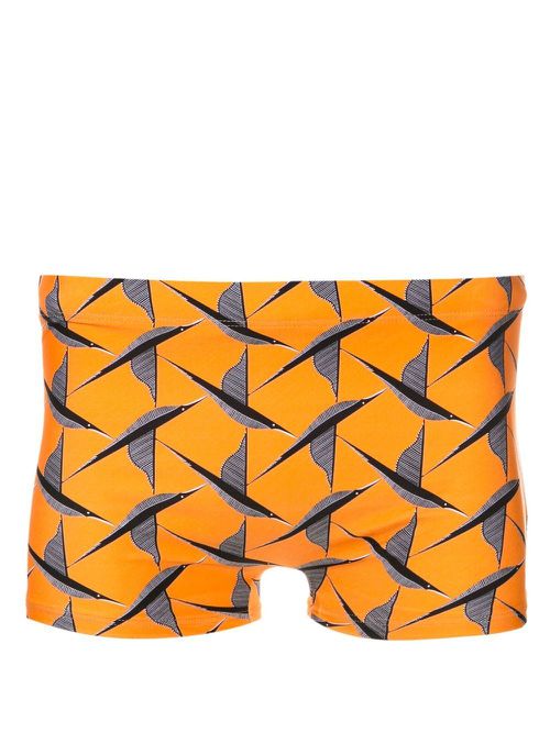 Bird-print swimming trunks - Orange