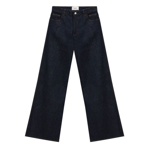 Wide-Leg High-Waisted Jeans — Navy