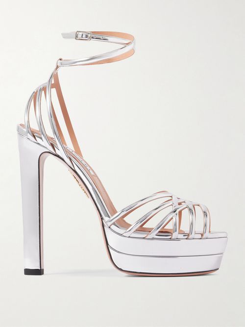 Wild Dream 105 Metallic Leather Platform Sandals - Silver