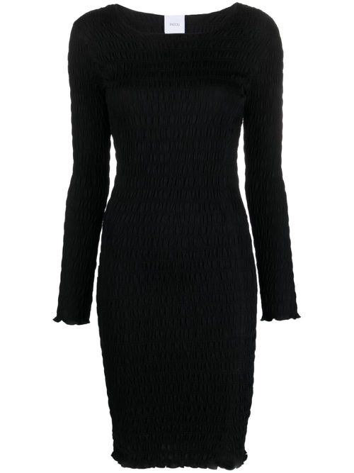 Textured-finish long-sleeve dress - Black