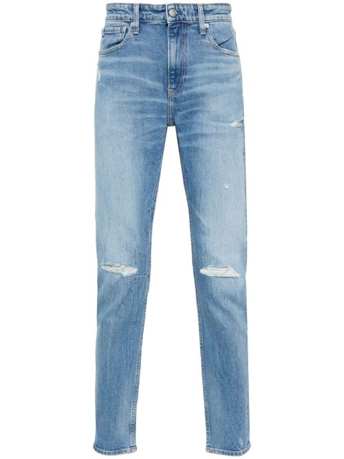 Distressed tapered-leg jeans - Blue