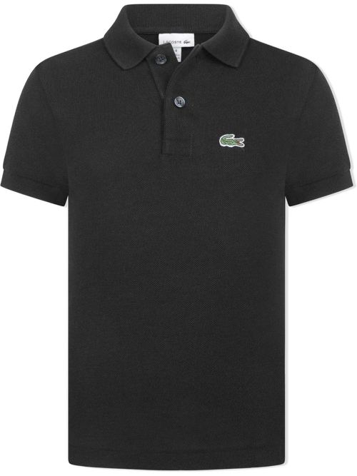 Embroidered logo short-sleeve polo shirt - Black