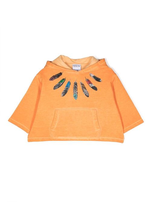 Feather Print hoodie - Orange