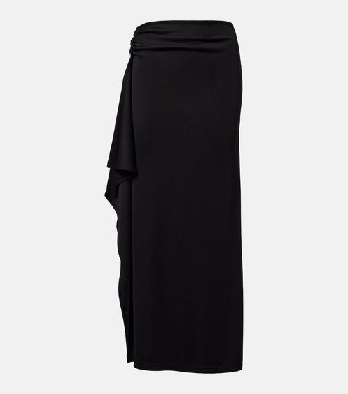 Asymmetric draped jersey maxi skirt