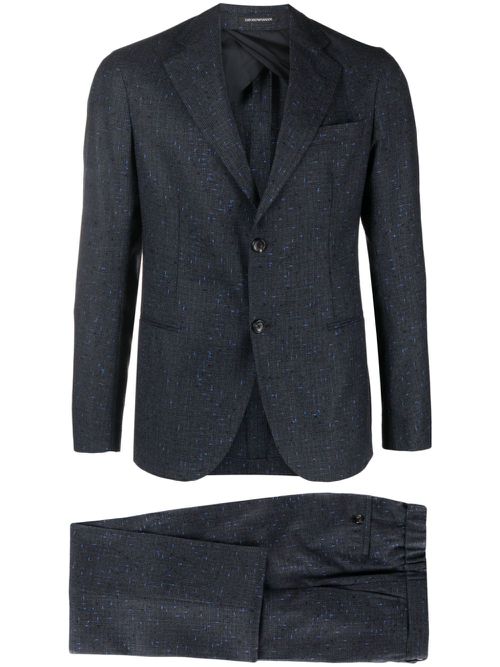 Speckled single-breasted suit - Blue
