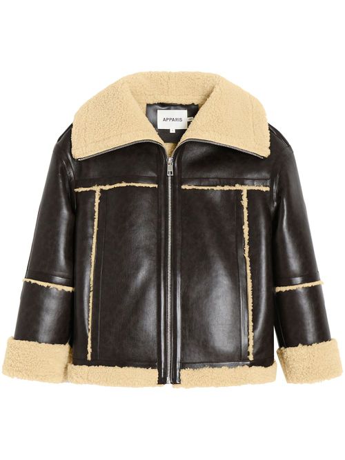 Calina faux-leather coat - Brown