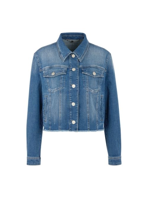 Marc Cain Short denim jacket in stretch cotton, blue, 18 N