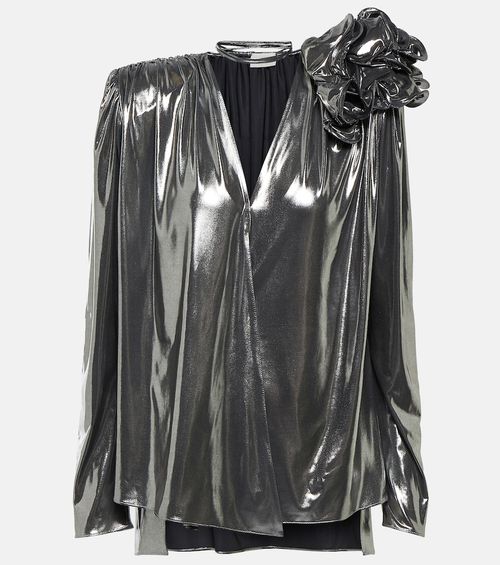 Appliqué metallic blouse