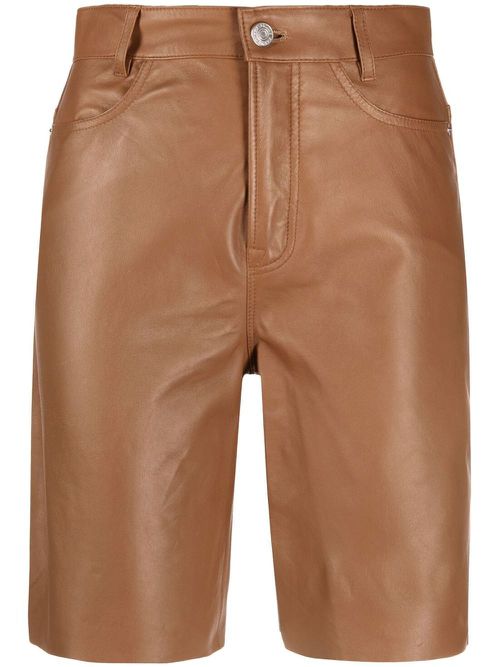 High-waisted leather shorts - Brown