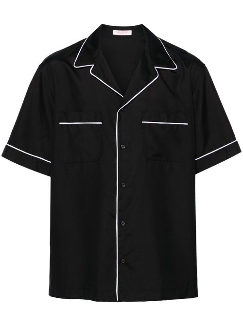 Piped-trim silk shirt - Black