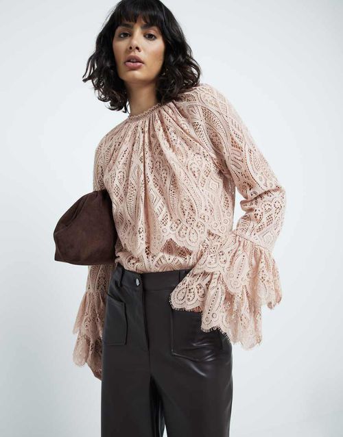 Faux leather crop trouser in dark brown