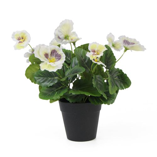 Mixed White Flowering Potted Artificial Pansy Plant