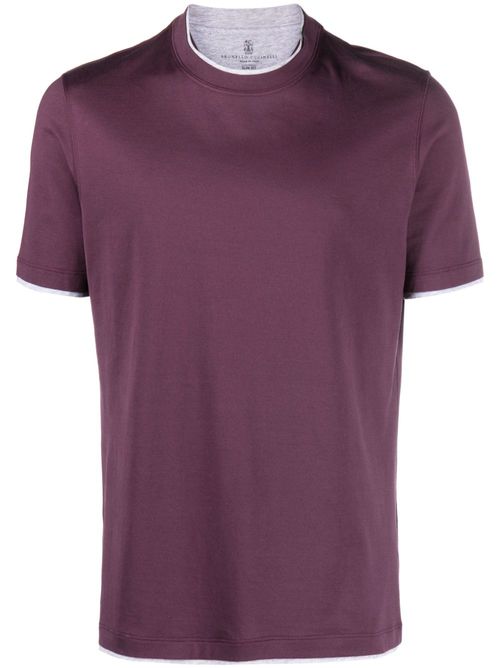 Crew-neck cotton T-shirt - Purple