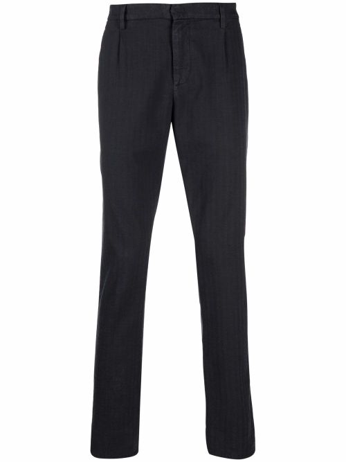 Herringbone straight-leg trousers - Grey