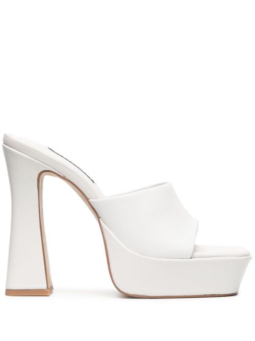 Tillee leather platform mules - White