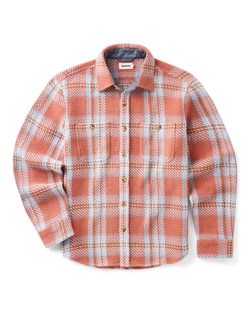 Men's Organic Cotton Cutter Overshirt in Salmon Plaid