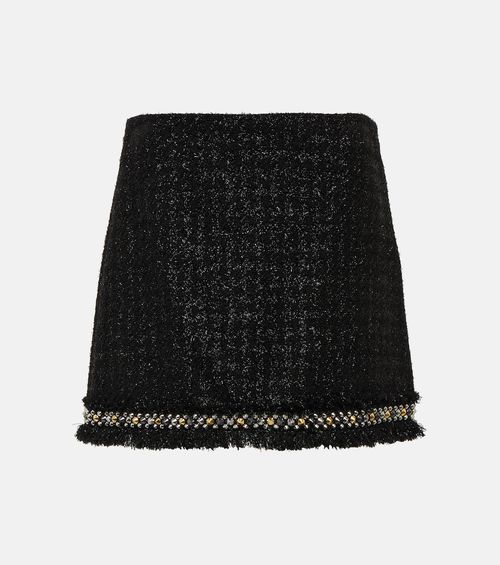 Embellished metallic tweed miniskirt