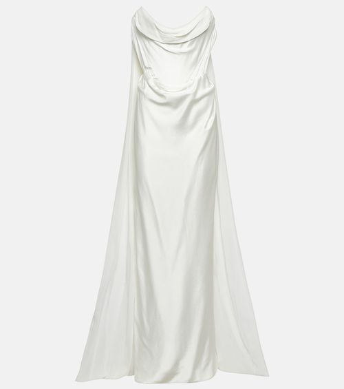 Bridal Galaxy Cape crêpe satin gown