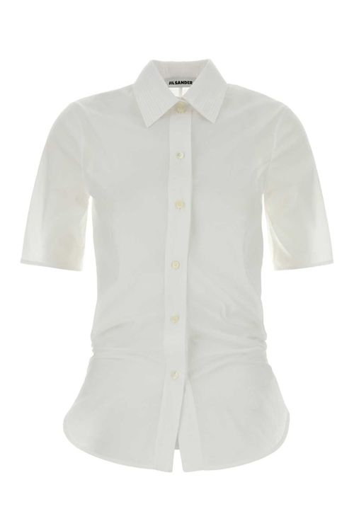 Cotton Button-Front Shirt — White