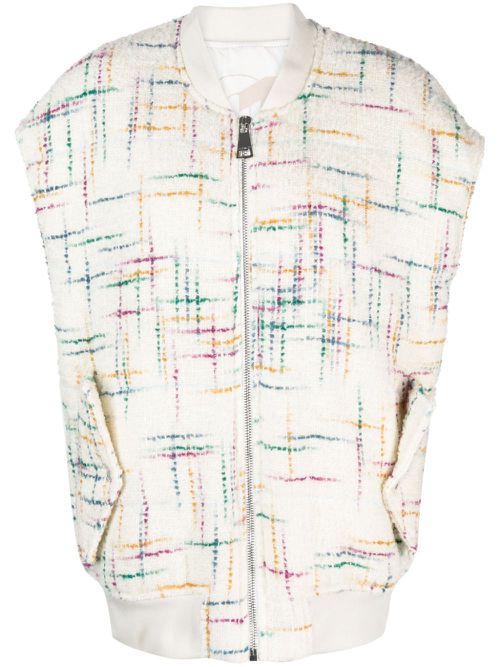 Oversized tweed bomber jacket - White