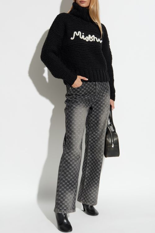 Turtleneck With Logo, Women's, Black