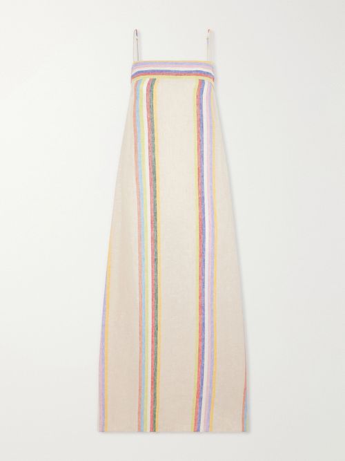 Laura Striped Linen Maxi Dress - Beige