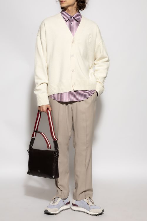 Cardigan With Logo, Men's, Cream