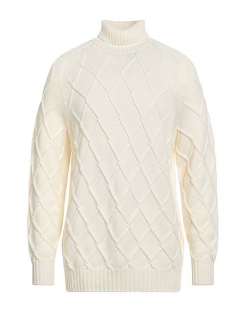 Man Turtleneck Ivory Size 44 Merino Wool