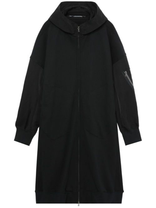 Hooded drop-shoulder coat - Black