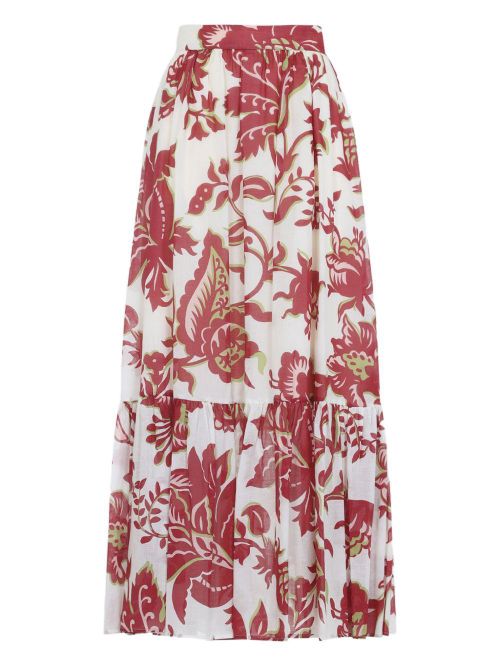 Paisley Floral Print Skirt — White