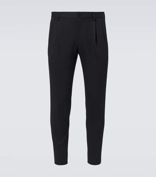Wool-blend gabardine tuxedo pants