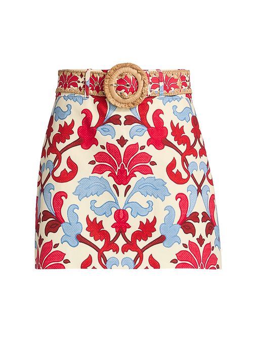 Women's Blaze Floral Cotton Miniskirt - Fluer Crest Ivory