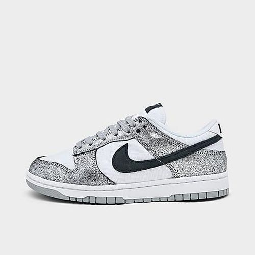 Women's Dunk Low SE Casual Shoes in Metallic Silver/Off Noir/White