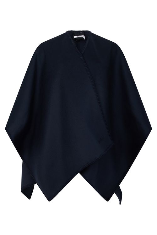 Elegant Virgin Wool Poncho with Frayed Edges