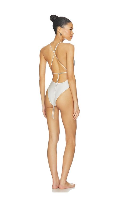Frankies Bikinis X Jennie Agnes Satin One Piece in Light Grey. - M also in