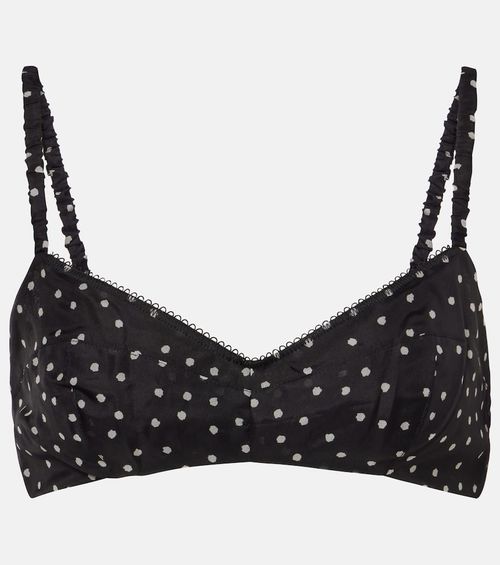 Polka-dot silk bralette