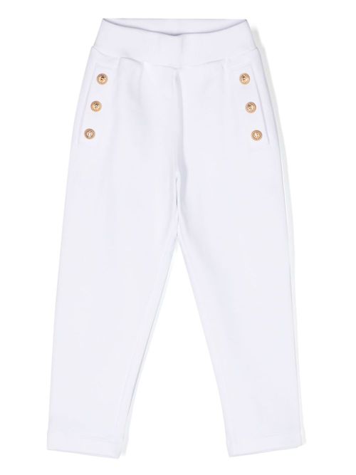 Embossed-buttons track pants - White