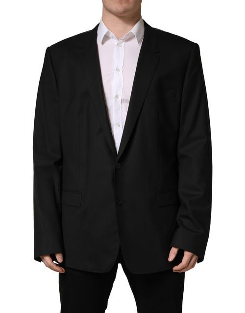 Virgin Wool Single-Breasted Blazer — Black