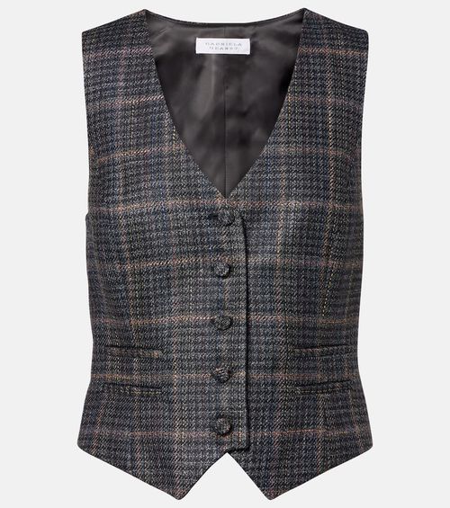 Coleridge checked wool and silk vest
