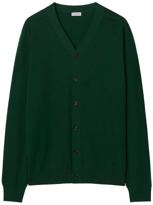 Fine-knit wool cardigan - Green