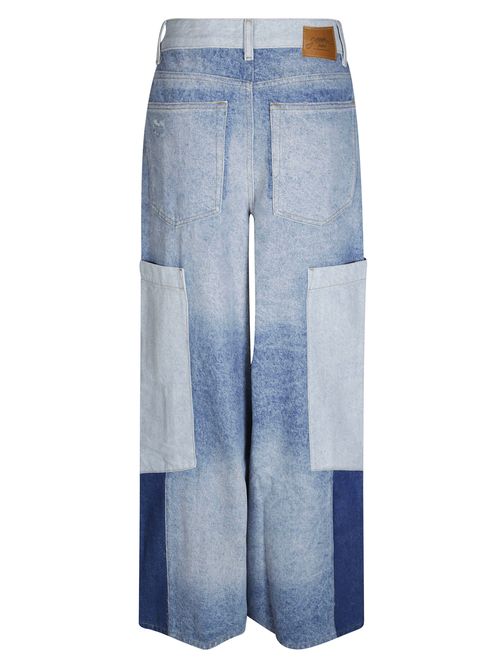 Patchwork Denim Baggy Cargo Jeans for Women