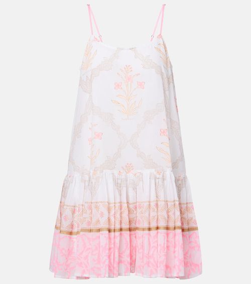 Floral ruched cotton minidress