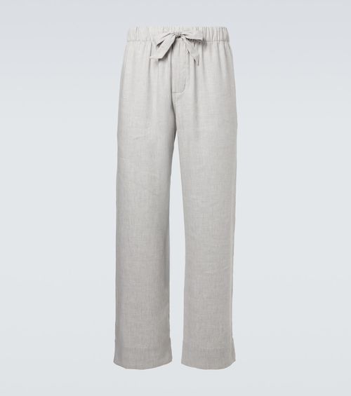 Luan linen and cotton-blend straight pants