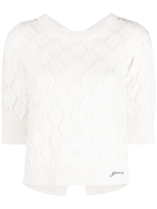 Cable-knit open-back top - White