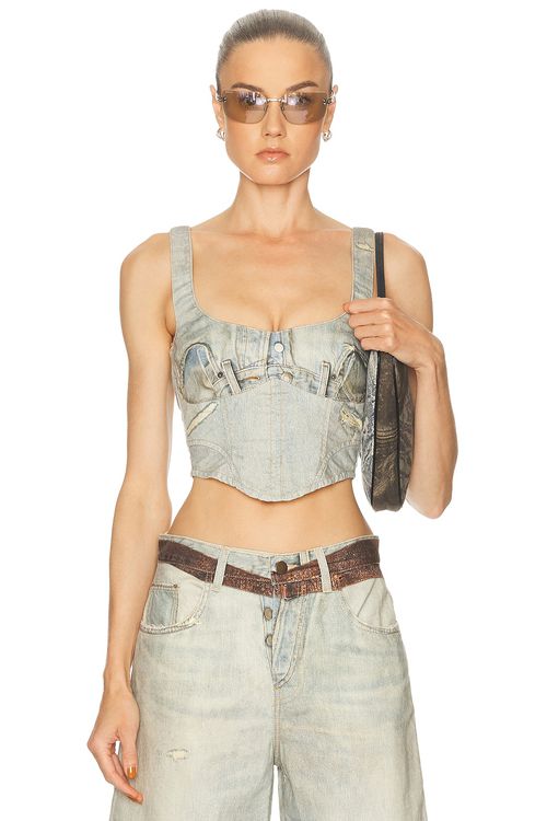 Haikure Elsie Top in Vintage Dirty - Blue. XS also in S